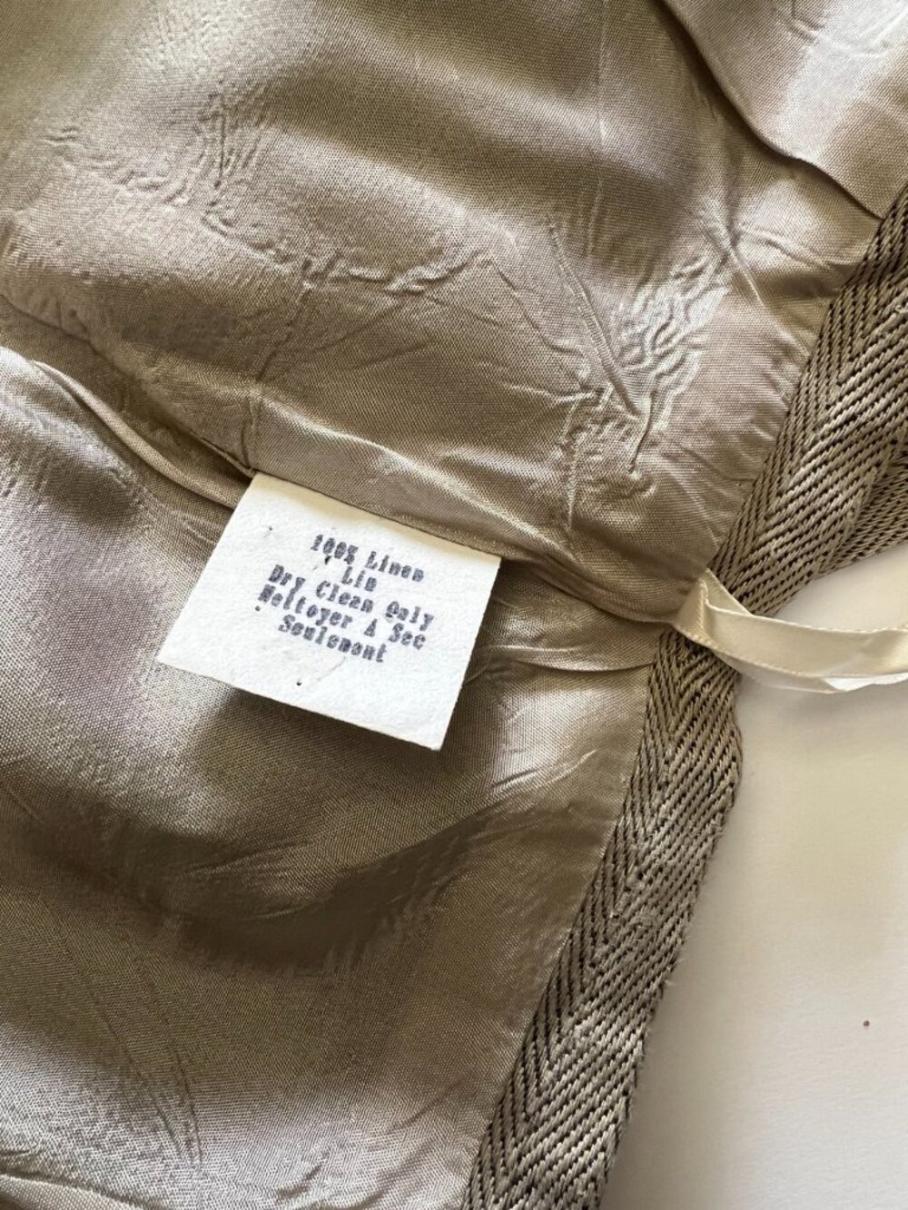 Lafayette 148 Vintage Linen Skirt Suit | 90s Minimalist Herringbone - Picture 8 of 10